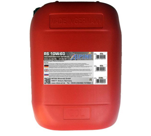 Alpine RS 10W-60, 20л