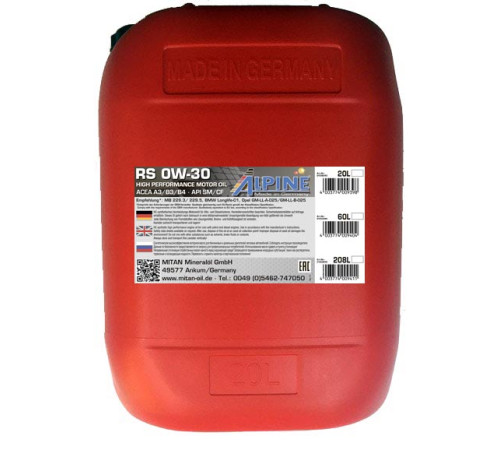 Alpine RS 0W-30, 20л