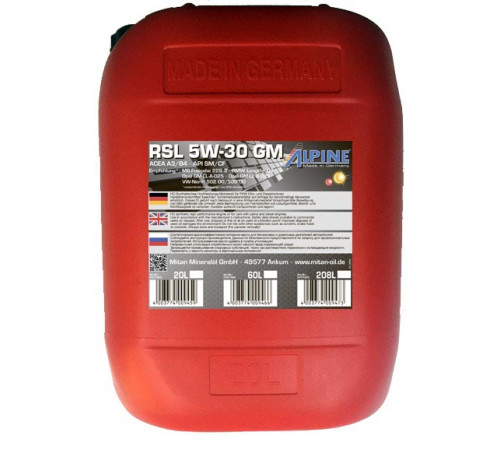 Alpine RSL 5W-30 GM, 20л