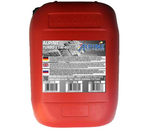 Alpine Turbo 15W-40, 20л