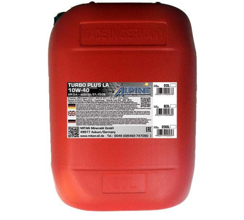 Alpine Turbo Plus LA 10W-40, 20л