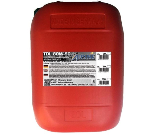 Alpine Gear Oil TDL 80W-90 GL-4/GL-5, 20л