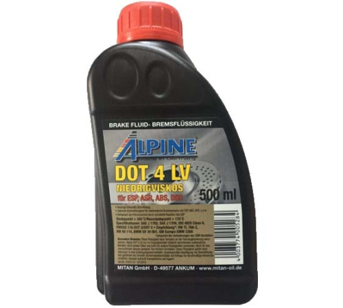 Alpine Тормозная жидкость DOT 4 LV, 0.5л